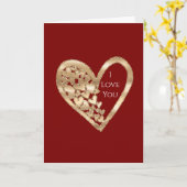 赤いゴールドハーツ愛 カード (黄色い花)