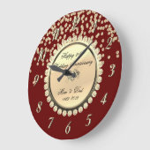 赤いゴールド ダイヤモンド 25周年記念 ラージ壁時計 (傾斜)