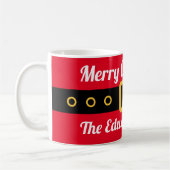 赤いサおもしろいンタクロースの衣装カスタムを着たクリスマス コーヒーマグカップ (左)