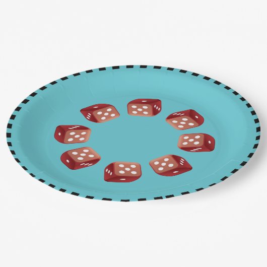 赤いサイコロを転がって下さい ペーパープレート (アングル)