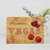 赤いサイコロヴィンテージラスベガスの結婚式の招待 招待状 (スタンド正面)