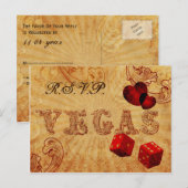 赤いサイコロヴィンテージラスベガス結婚式rsvp インビテーションポストカード (正面/裏面)