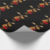 赤いサクソフォーンのオリジナルの芸術を遊んでいるおもしろいなアメリカヘラジカ ラッピングペーパー (角)