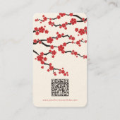赤いサクラの花 現代の東洋の桜の花 名刺 (裏面)