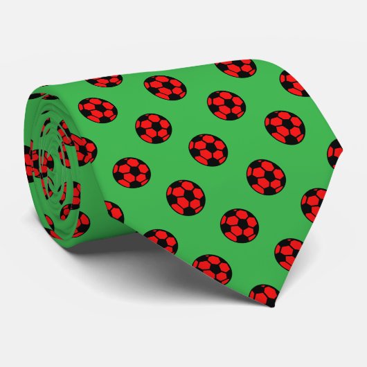赤いサッカーボールの模様 ネクタイ (ロール)