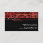 赤いサテンのダマスク織 • エレガントな名刺 名刺 (裏面)