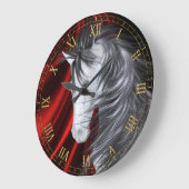 赤いサテンの馬の柱時計 ラージ壁時計 (傾斜)