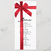 赤いサテンリボンのクリスマスホリデーパーティメニュー メニュー (正面)