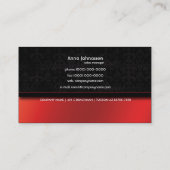 赤いサテン • エレガントな名刺 名刺 (裏面)