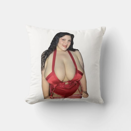 赤いサテン（両面） クッション (正面)