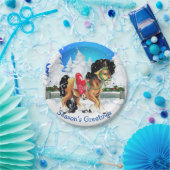 赤いサドルの冬のシーンを持つ馬 ペーパープレート (パーティー)