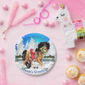 赤いサドルの冬のシーンを持つ馬 ペーパープレート (パーティー)