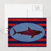 赤いサメストライプと ポストカード (正面/裏面)