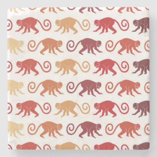 赤いサルのパターン ストーンコースター (正面)