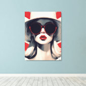 赤いサングラスの美しいパリの女性 キャンバスプリント (インサイチュ (ウッドフロア))