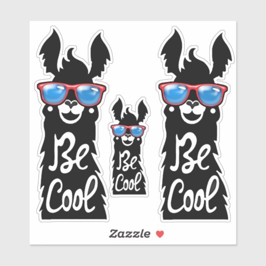 赤いサングラスクール付き三つのベーブブラックラマ シール (シート)