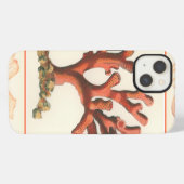 赤いサンゴの貝殻フレームデザイン iPhoneケース (裏面横)