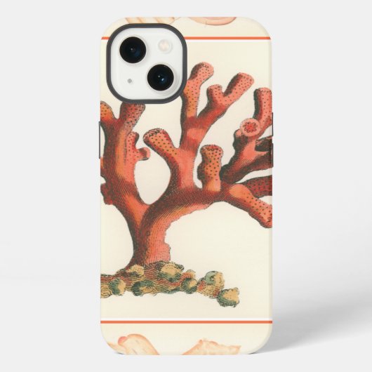 赤いサンゴの貝殻フレームデザイン iPhoneケース (裏面)