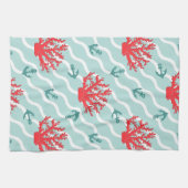 赤いサンゴ模様1 キッチンタオル (横)