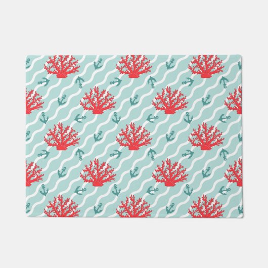 赤いサンゴ模様1 ドアマット (正面)