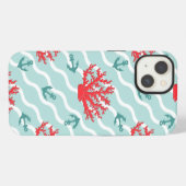 赤いサンゴ模様1 iPhoneケース (裏面横)