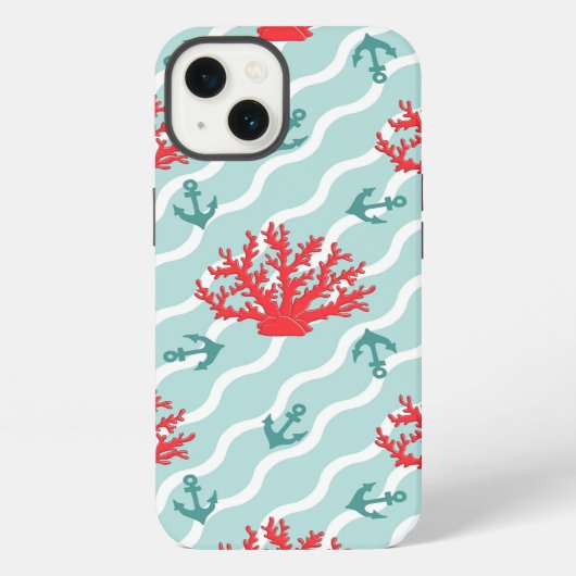 赤いサンゴ模様1 iPhoneケース (裏面)