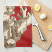 赤いサンゴ キッチンタオル (四つ折り)