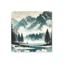 赤いサンセットアクセントで霧が立つ湖の風景を穏やかに