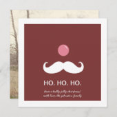 赤いサンタの口ひげクリスマスの写真フラットカード シーズンカード (正面/裏面)