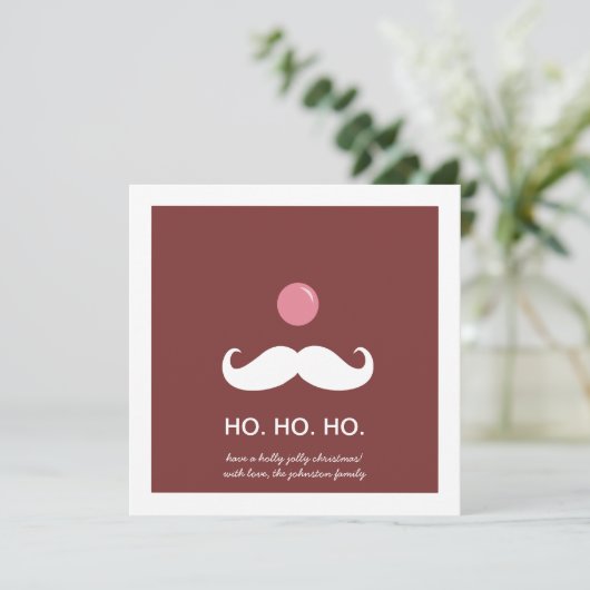 赤いサンタの口ひげクリスマスの写真フラットカード シーズンカード (スタンド正面)