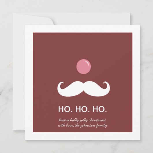 赤いサンタの口ひげクリスマスの写真フラットカード シーズンカード (正面)