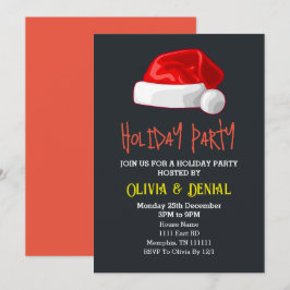 赤いサンタの帽子がクリスマス ホリデー ブラック シーズンカード