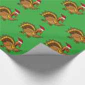 赤いサンタの帽子のクリスマスの芸術を身に着けているおもしろいなトルコ ラッピングペーパー (角)