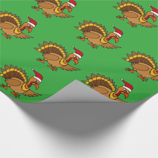 赤いサンタの帽子のクリスマスの芸術を身に着けているおもしろいなトルコ ラッピングペーパー (角)