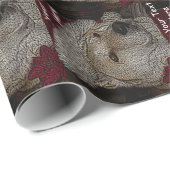 赤いサンタの帽子のポートレートのかわいいクリスマス秋田 ラッピングペーパー (ロールコーナー)