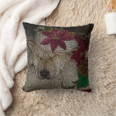 赤いサンタの帽子の睡眠の秋田かわいい犬 クッション (ブランケット)