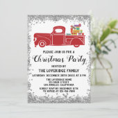 赤いサンタギフト ホリデー クリスマス パーティー シルバー 招待状 (スタンド正面)