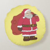 赤いサンタクロースに抱き枕とメガネ ラウンドクッション (裏面)