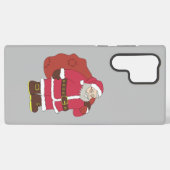 赤いサンタクロースに抱き枕とメガネ SAMSUNG GALAXYケース (裏面横)