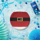 赤いサンタクロースのベルトと白い毛のクリスマス ペーパープレート (パーティー)