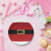 赤いサンタクロースのベルトと白い毛のクリスマス ペーパープレート (パーティー)