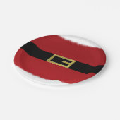 赤いサンタクロースのベルト＆ホワイトファー クリスマス ペーパープレート (アングル)