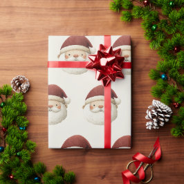 赤いサンタクロースのラスティッククリスマス包装紙 ラッピングペーパー