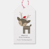 赤いサンタハットのでメリークリスマスディアーカスタム ギフトタグ (正面)