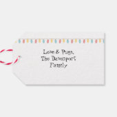 赤いサンタハットのクリスマスを迎えるかわいい子犬 ギフトタグ (裏面横)