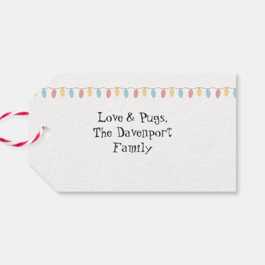 赤いサンタハットのクリスマスを迎えるかわいい子犬 ギフトタグ (裏面横)