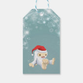 赤いサンタハットのクリスマススノーモンスタードール ギフトタグ (裏面)