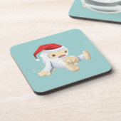 赤いサンタハットのクリスマススノーモンスタードール コースター (左側)