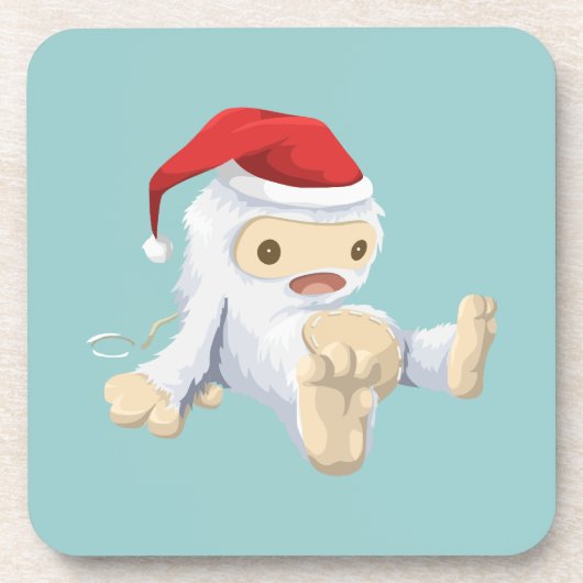 赤いサンタハットのクリスマススノーモンスタードール コースター (正面)