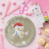 赤いサンタハットのクリスマススノーモンスタードール ペーパープレート (パーティー)